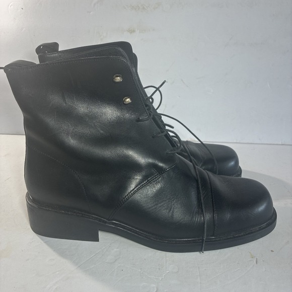 Eddie Bauer Other - Eddie Bauer Made In Italy Lace Up Cap Toe Boots Black Leather